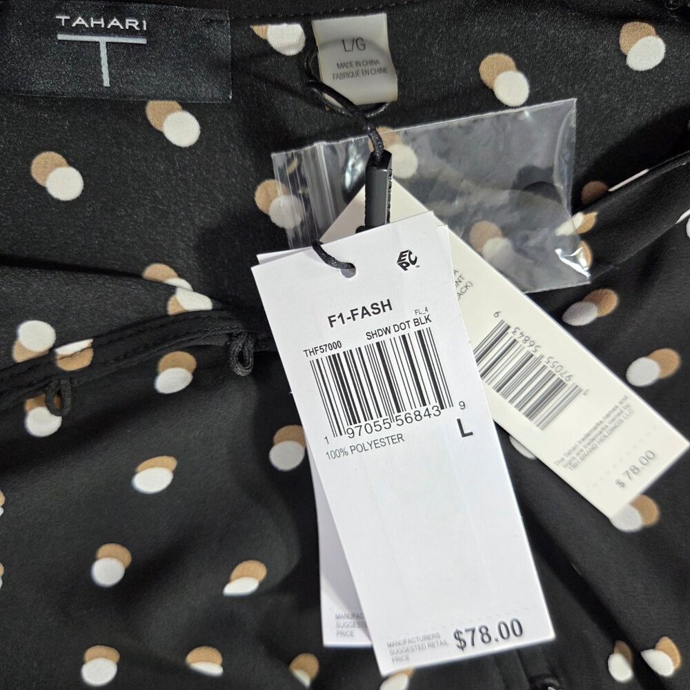 NWT T Tahari Women's Long Sleeve Button Down Blouse - Shadow Dot - Picture 3 of 5